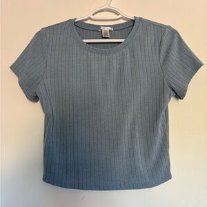 Brand is bozzolo. Size L. Light blue. Ribbed material.
